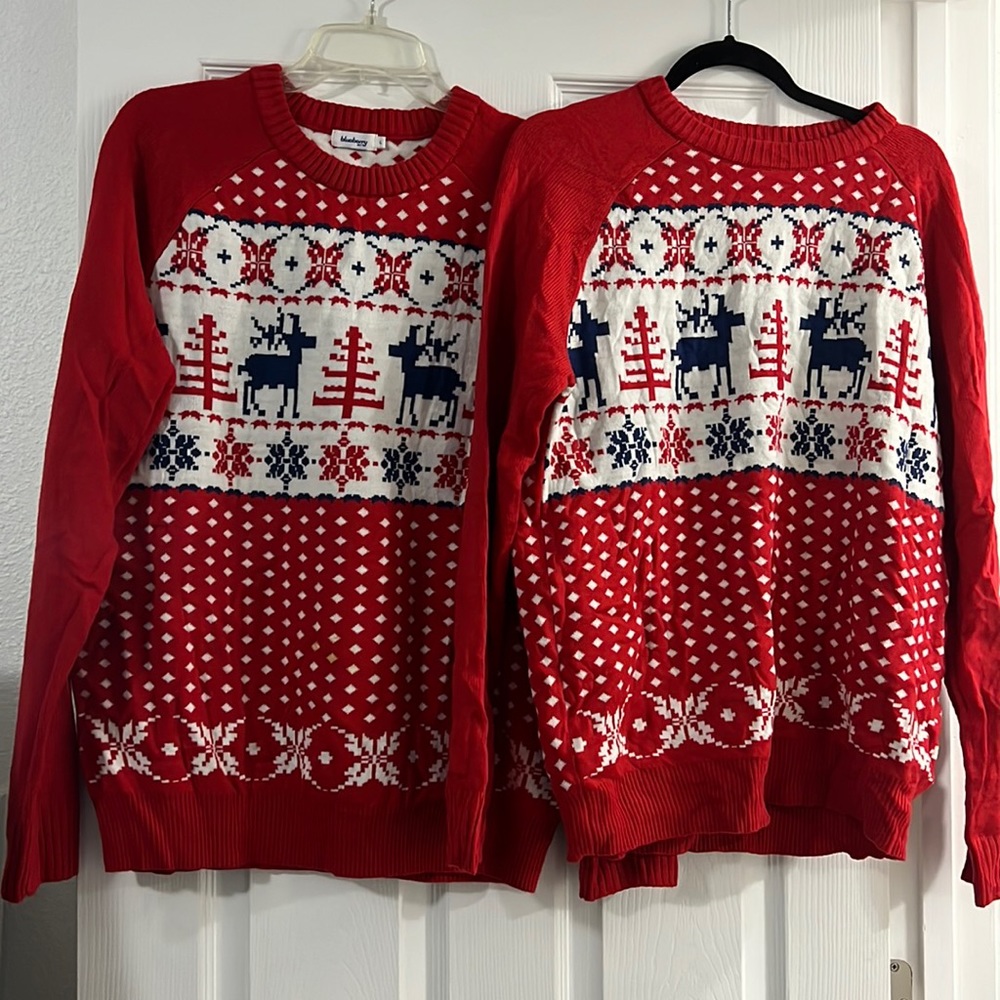 Matching his and her Christmas sweaters